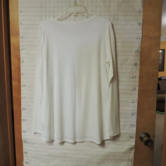 STYLUS womens size L, long sleeve, white, crew neck, top - Picture 3 of 8